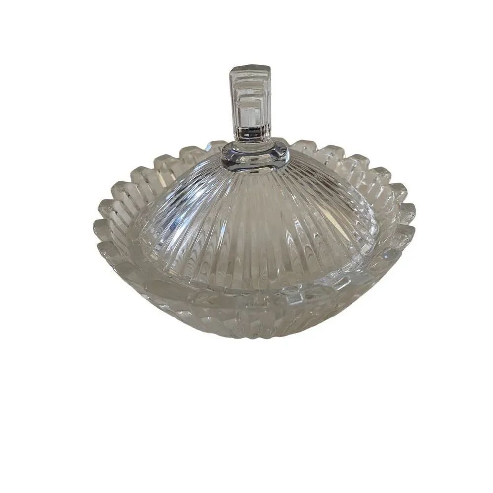 Glass Candy Dish With Lid Trinket Bowl Home Decor